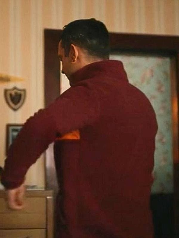 Yellowjackets S03 Elijah Wood Striped Jacket Maroon