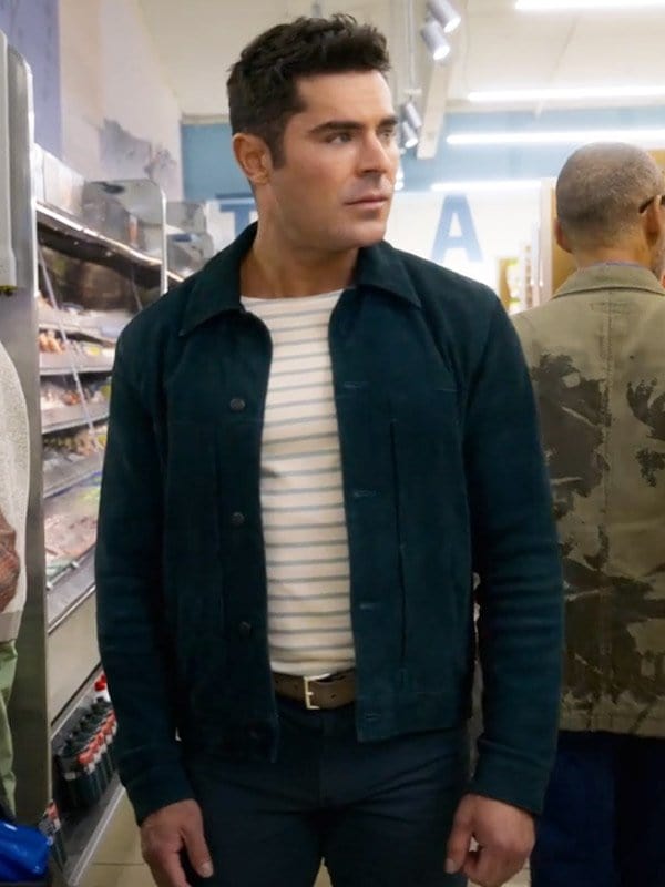 Zac Efron A Family Affair 2024 Black Suede Jacket