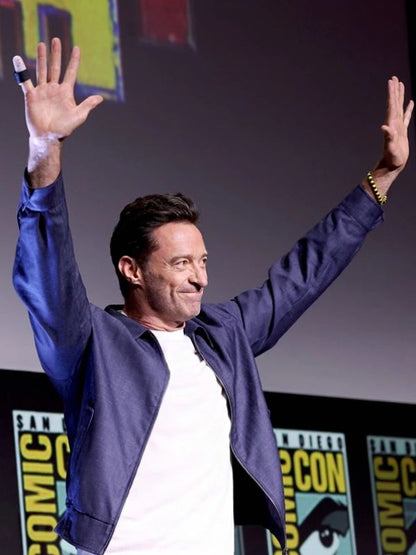 2024 Hugh Jackman Blue Bomber Jacket