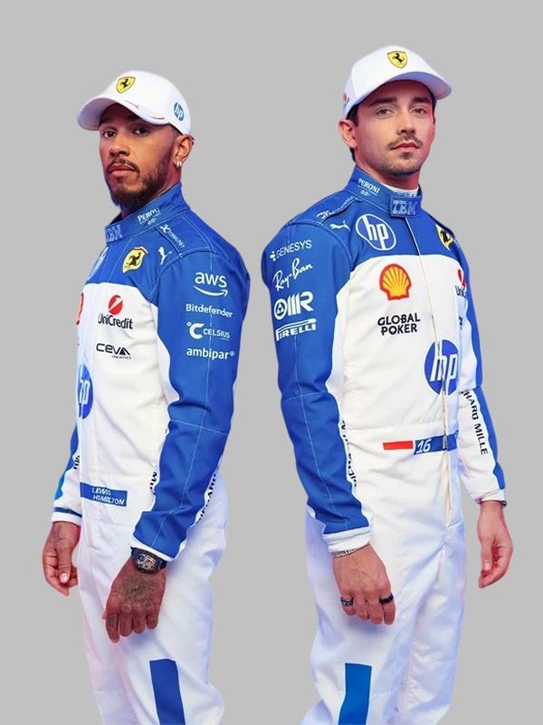 2025 F1 Miami GP Scuderia Ferrari Racing Suit White Blue