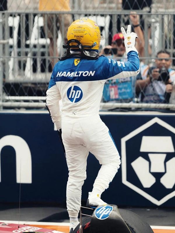 2025 F1 Miami GP Scuderia Ferrari White Blue Racing Suit