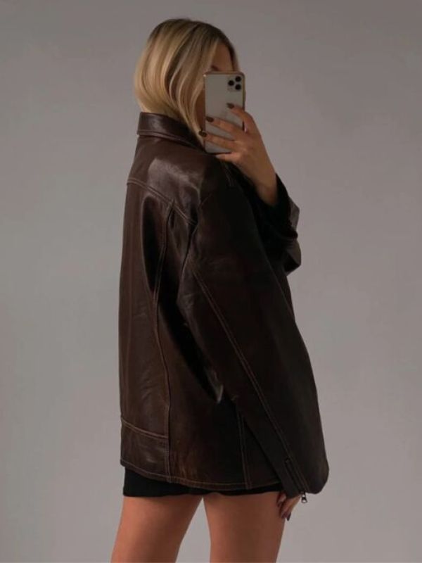 90s Distressed Brown Leather Jacket Vintage