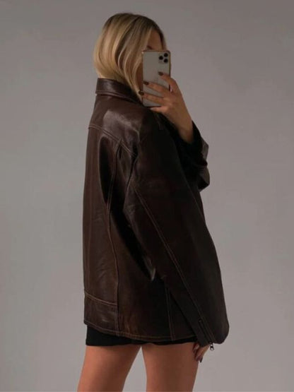 90s Distressed Brown Leather Jacket Vintage