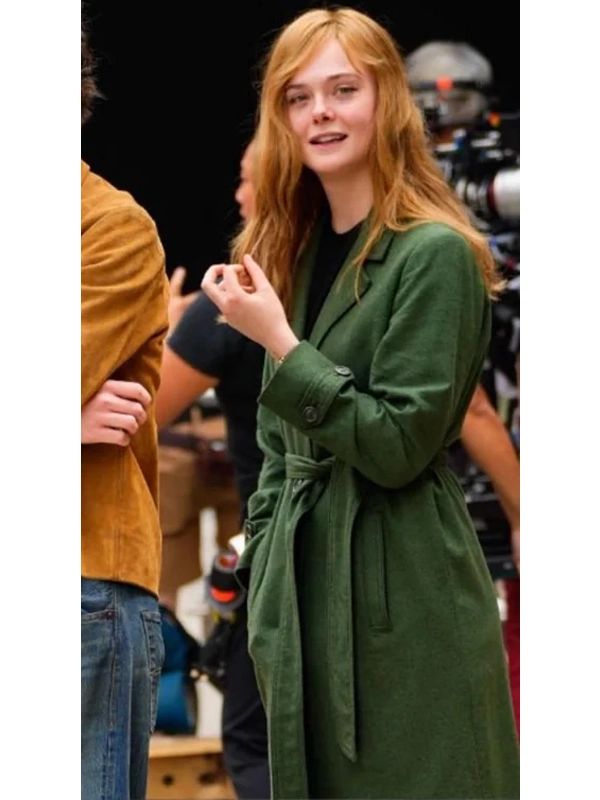 A Complete Unknown Elle Fanning Coat Green