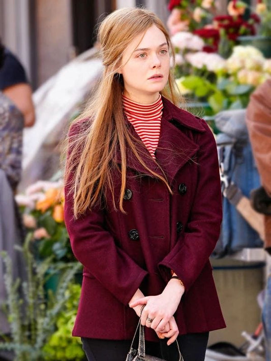 A Complete Unknown Sylvie Russo Maroon Double Breasted Coat