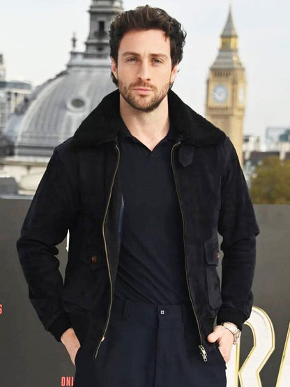 Aaron Taylor-Johnson Kraven the Hunter Black Suede Jacket