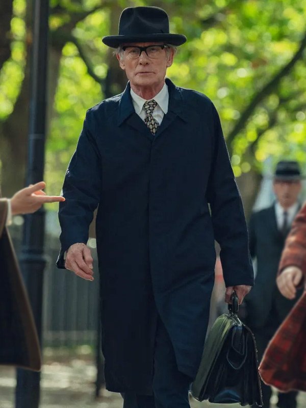 Bill Nighy Joy 2024 Black Trench Coat