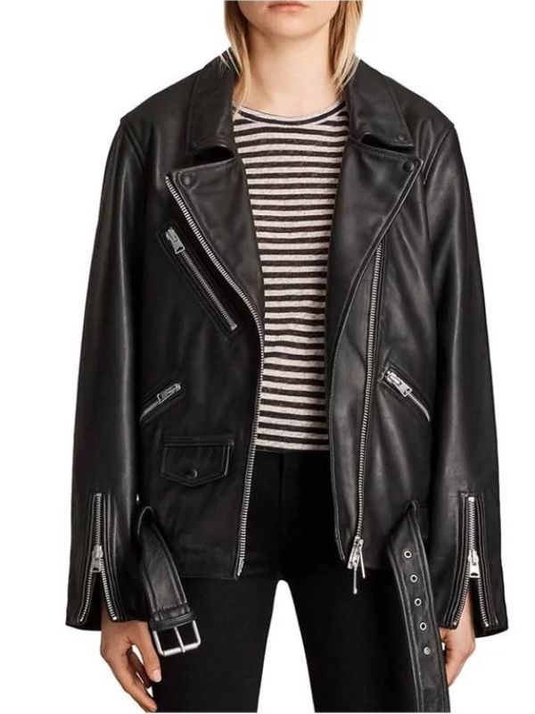 Camille Razat Leather Biker Jacket