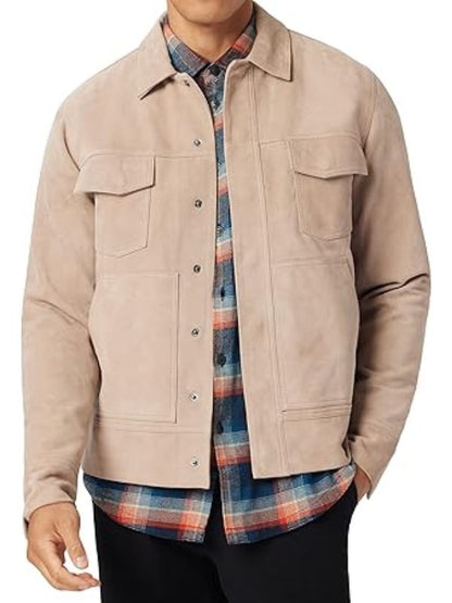 Chance Chancellor Beige Suede Leather Jacket