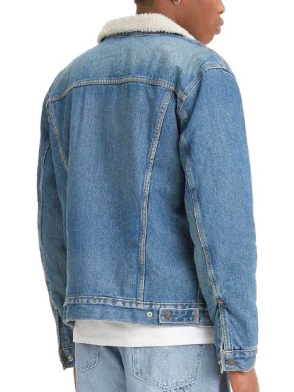 Drew Giles Blue Denim Shearling Jacket