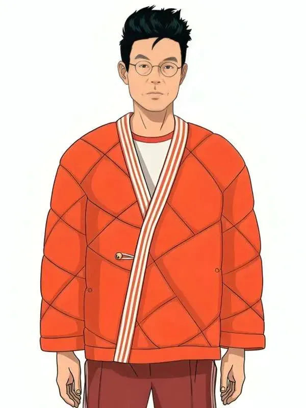 Edison Chen Orange Clot Wrap Puffer Quilted Jacket