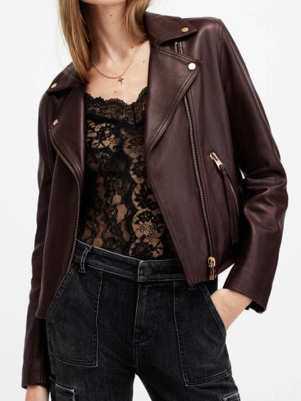 Elizabeth Tulloch Superman and Lois S04 Brown Biker Jacket