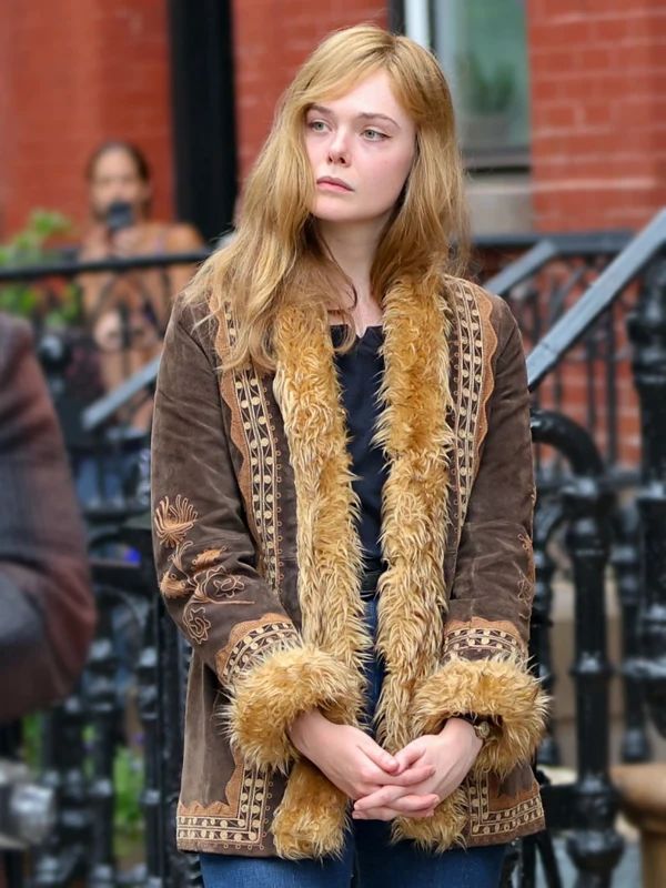 Elle Fanning A Complete Unknown Brown Suede Jacket