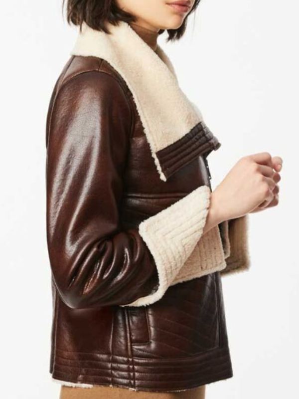 Emilia Brown Shearling Collar Jacket