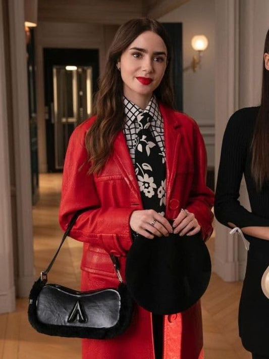 Emily Cooper Emily in Paris S04 Red Leather Coat