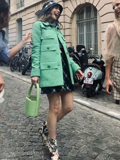 Emily In Paris Emily Cooper Green Coat