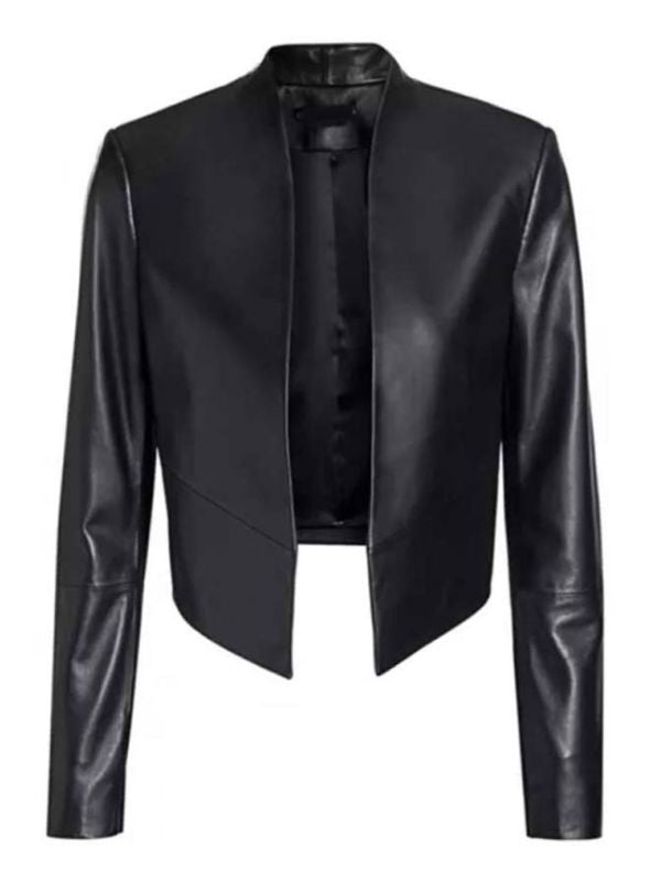 Emily Cooper Black Cropped Leather Jacket