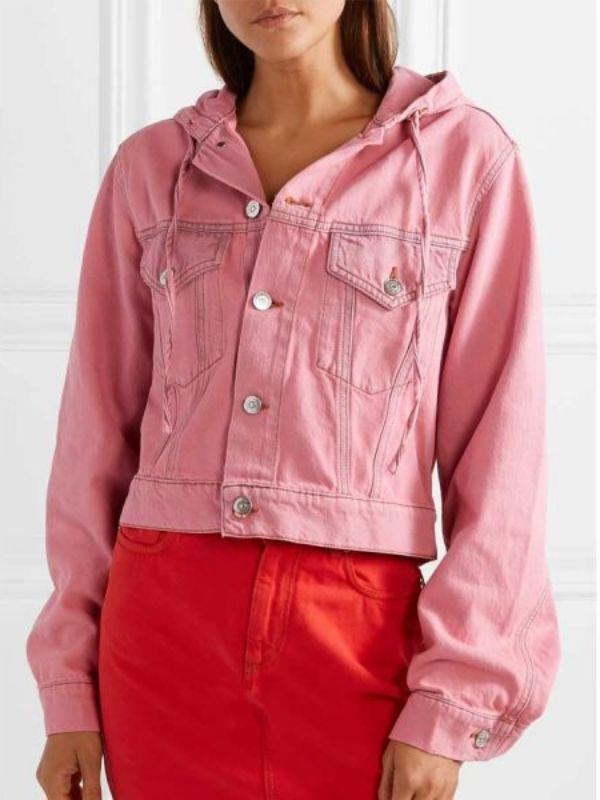 Emily In Paris Pink Denim Hooded Jacket