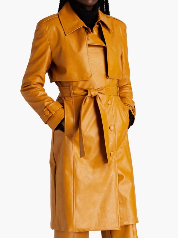 Eva Longoria Brown Leather Trench Coat