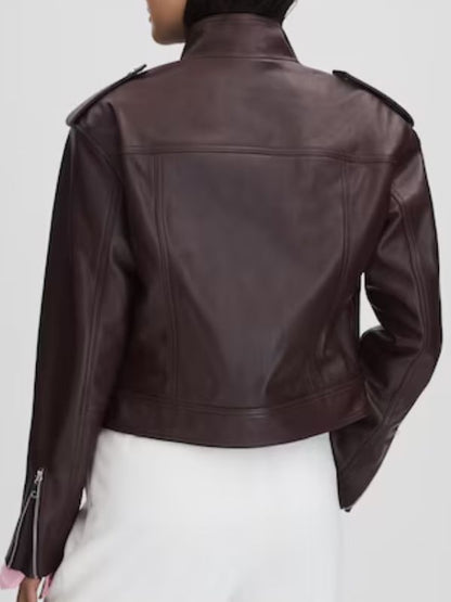 FBI Most Wanted 2024 Brown Leather Biker Jacket