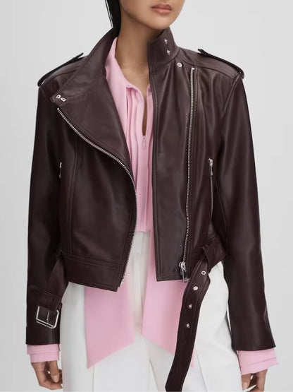 FBI Most Wanted S06 Keisha Castle-Hughes Brown Biker Jacket