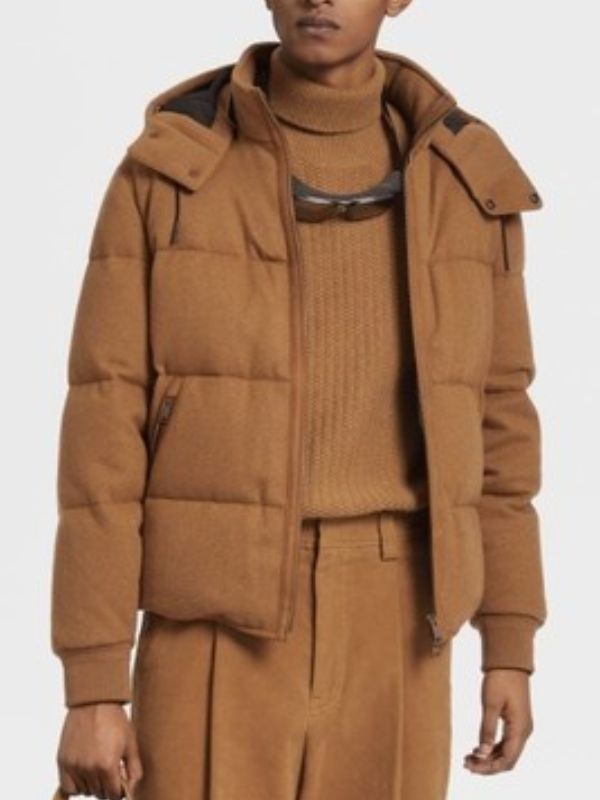 Gabriel Brown Puffer Hooded Jacket