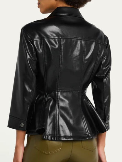 General Hospital 2025 Black Leather Peplum Jacket