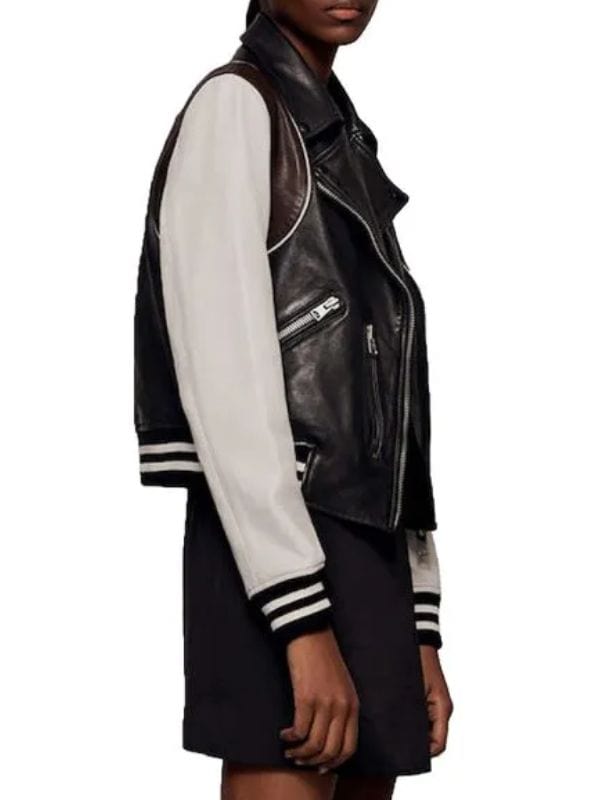 High Potential 2025 Colorblock Leather Biker Jacket