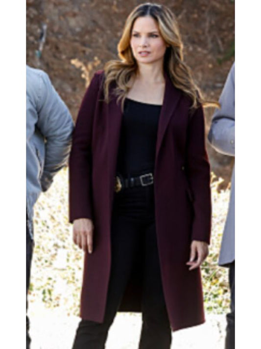 Jessica Knight NCIS S22 Burgundy Coat