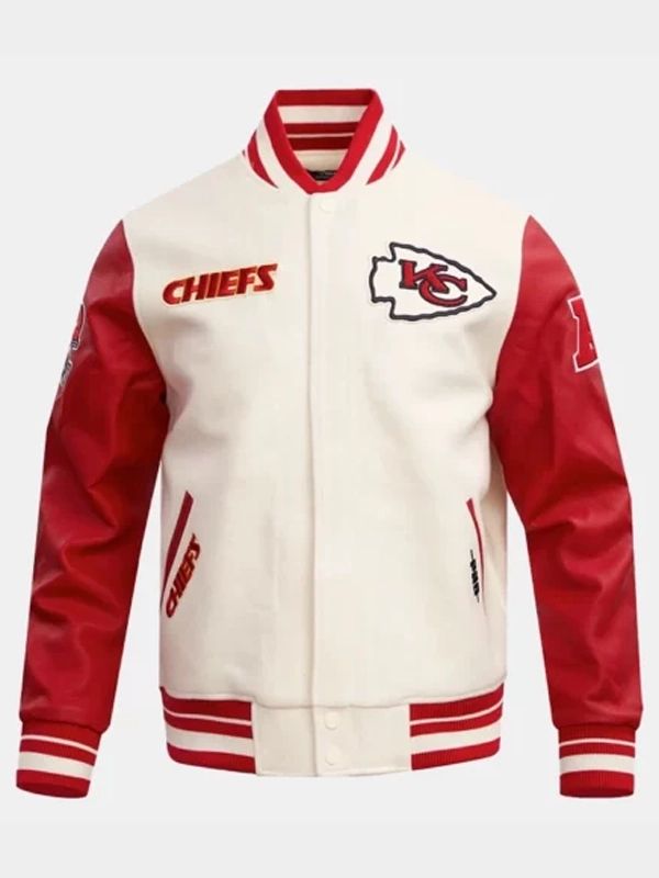 Kansas City Chiefs White & Red Varsity Jacket