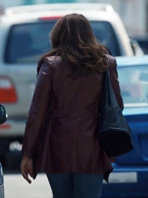 Katey Sagal Maroon Shearling Leather Coat