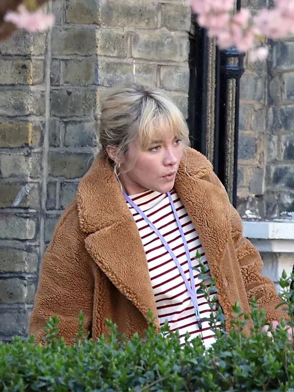 Florence Pugh We live in Time Brown Shearling Coat