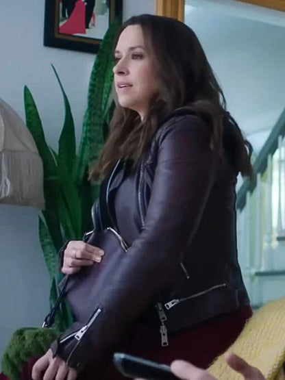 Lacey Chabert Hot Frosty 2024 Leather Jacket