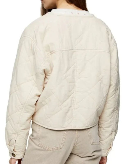 Lily Brooks O’Briant Beige Quilted Crop Jacket