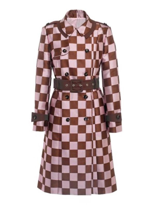 Lily Collins Checked Coat