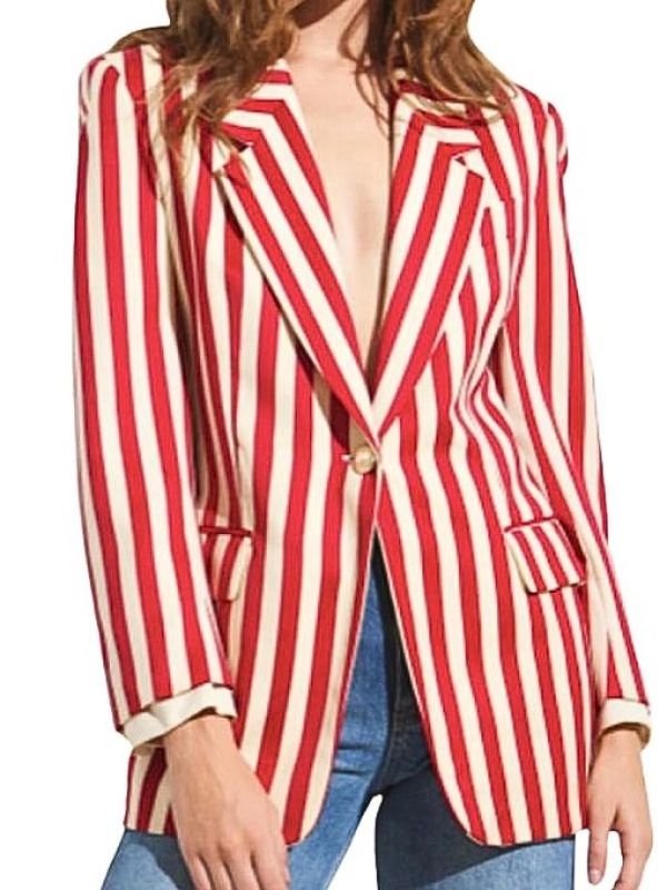 Lily Collins Striped Blazer