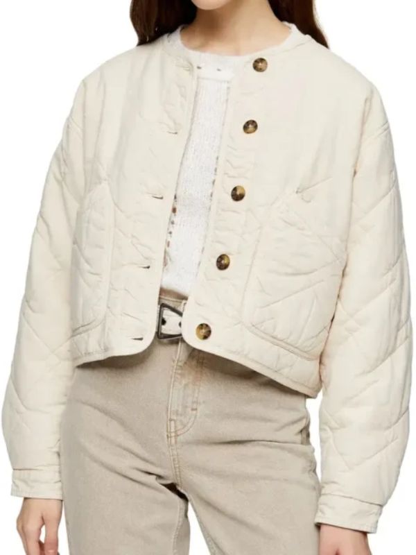 Lucy Romalotti Beige Quilted Crop Jacket