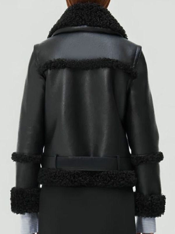 Mabel Mora Black Leather Shearling Jacket