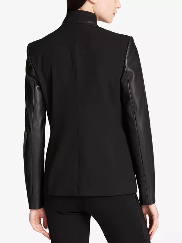 Maggie Bell FBI Black Leather Sleeve Blazer