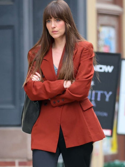 Materialists 2024 Dakota Johnson Red Blazer