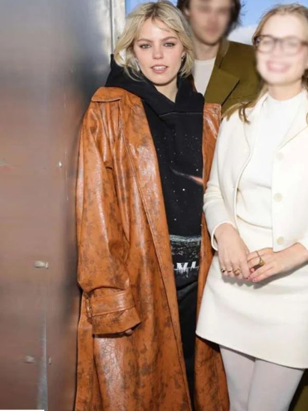 Mean Girls 2024 Brown Leather Trench Coat