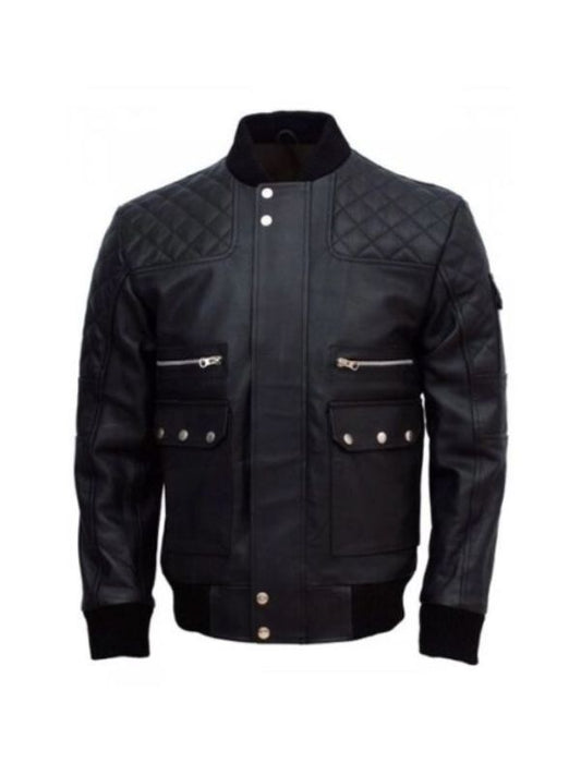 Men’s Black Work Wear Leather Jacket 