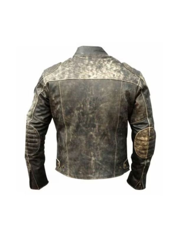 Men's Distressed Vintage Motorcycle Riding Jacket
