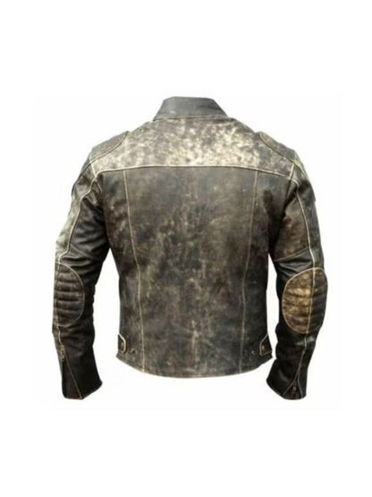 Men's Distressed Vintage Motorcycle Riding Jacket