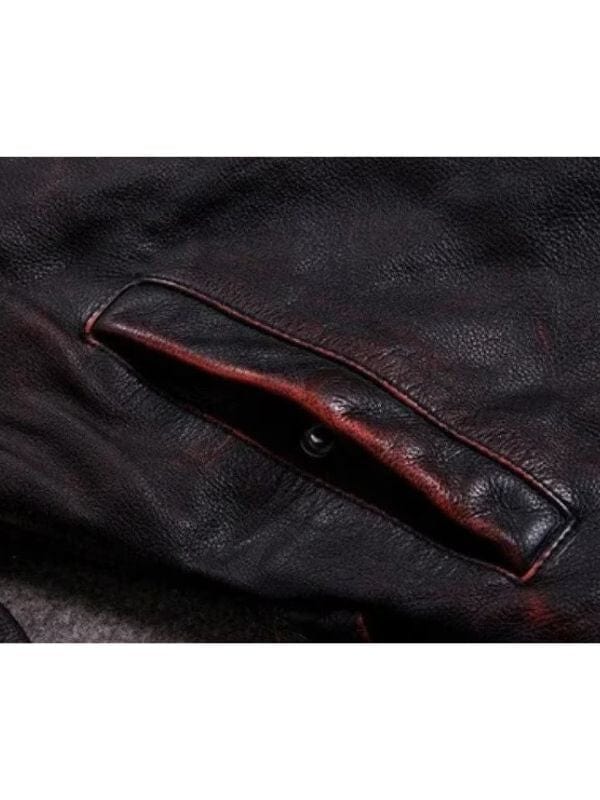 Men's Motorcycle Biker Burgundy Distressed Jacket
