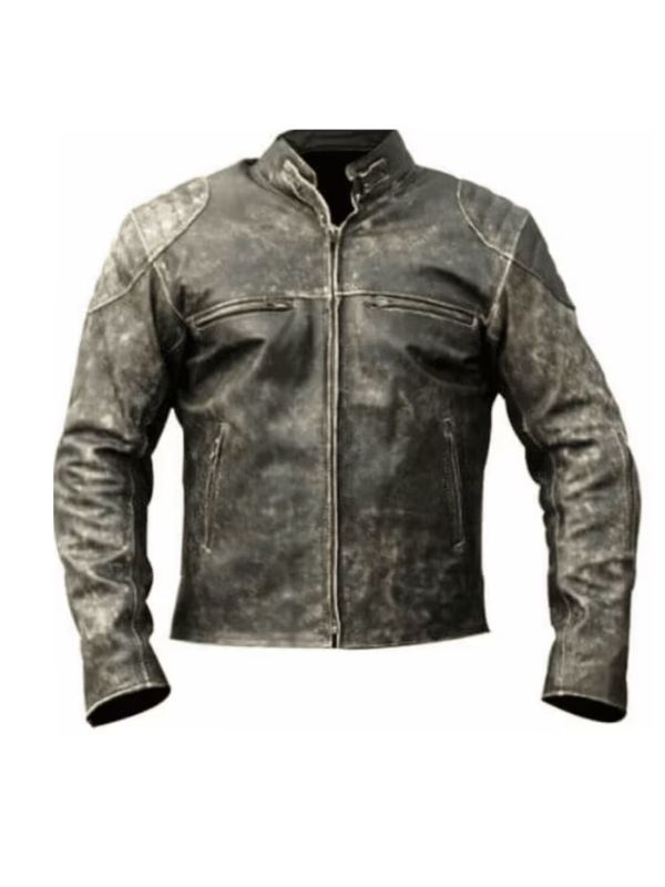 Mens Distressed Vintage Motorcycle Riding Jacket