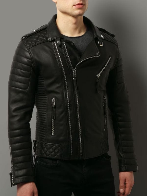 Mens Luxury Motorcycle Rider Biker Black Jacket