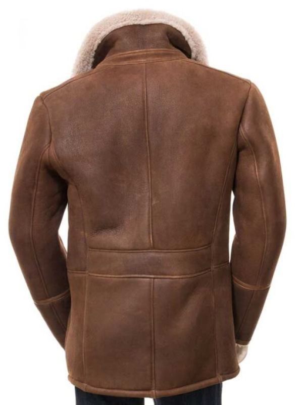 Mens Sheepskin Brown Leather Shearling Coat