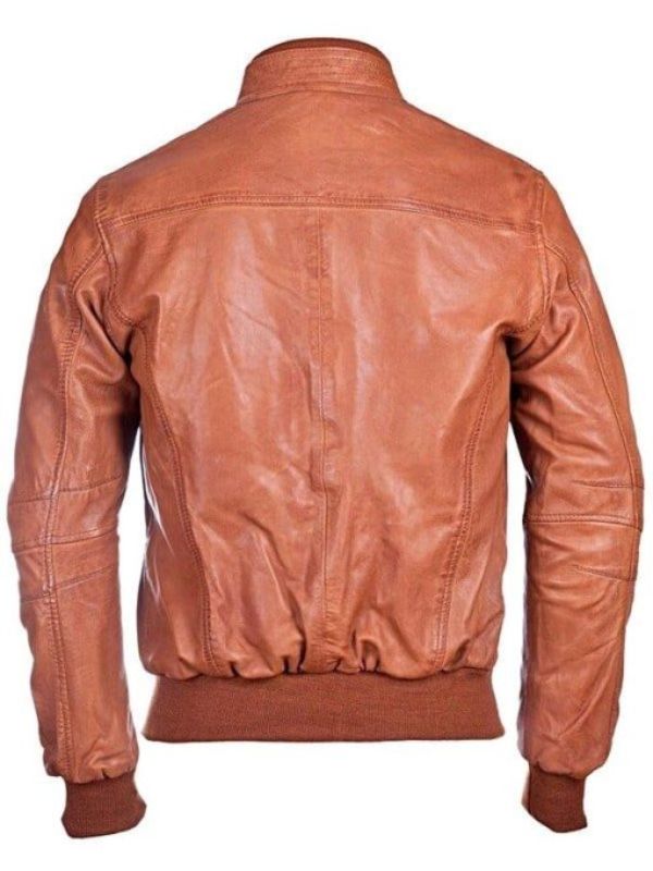 Mens Waxed Sheepskin Leather Bomber Jacket