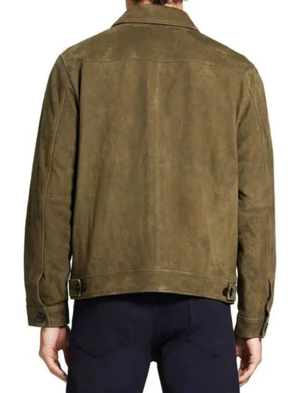 Michael Cyril Creighton Green Suede Leather Jacket